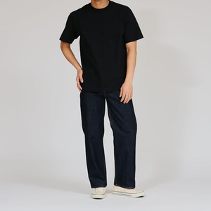 T-shirt noir à col rond et manches courtes pour homme, coupe oversize, en jersey de coton uni, décontracté, style hip-hop, respirant - Product Image 3
