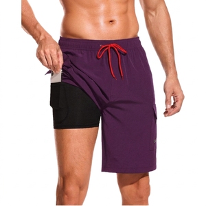 Quick Dry <b>Men's</b> 2 in 1 Running Training Shorts Gym Workout Drawstring Knitted Solid Casual with Phone Pocket Running Shorts - Product Image 2