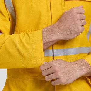 <b>Men's</b> Yellow Hi Visibility Breathable Quick Dry Reflective Safety <b>Overalls</b> Polyester Material Industrial Uniform - Product Image 4