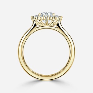 Anillo de Compromiso con Diamante Cultivado en Laboratorio de Corte Redondo de 1 Quilate, Anillo de Halo de Flores de Oro Amarillo de 14 Quilates - Product Image 1