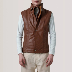 Chaleco de Cuero Genuino Vintage para Hombre, Estilo Vaquero Desgastado, Servicio OEM, Ropa Casual Urbana, Atuendo de Moda Occidental - Product Image 4