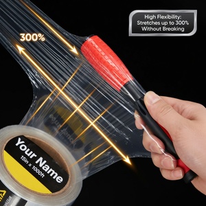Industrial Strength 15 Inch X 1000 ft Clear <b>Plastic</b> Stretch Film <b>Wrap</b> with Handles Wholesale Logistics Pallet <b>Wrap</b> - Product Image 4