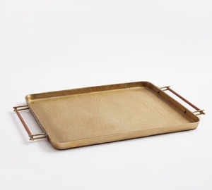 Plateau de service en laiton de qualité supérieure, durable, 10 pièces, pour un usage quotidien à la maison et les réceptions, passe au lave-vaisselle, avec des bords surélevés robustes - Product Image 4