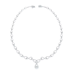14K Gold <b>Infinity</b> Link Diamond (Natural) Cluster Trendy Women's Necklace OEM Wholesale Retail International Jewelry Manufacturer - Product Image 2