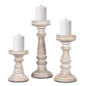 ขายส่งชุดเชิงเทียนไม้เนื้อแข็งสีขาวแบบเรียบง่าย ทำมือ เป็นมิตรกับสิ่งแวดล้อม ขัดเงา 3 ชุด สำหรับตกแต่งรอมฎอน หลายแบบ - Product Image 1