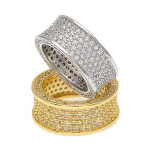 <b>Iced</b> Out Cluster <b>Ring</b> Zircon Band Brass Plated Wedding Party Jewelry for Women and Unisex - Product Image 1
