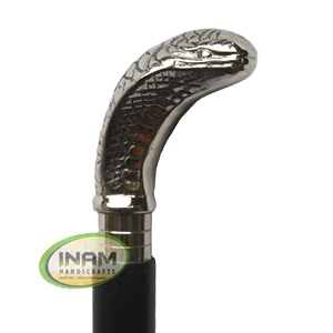 ไม้เท้าทำด้วยมือทำจากไม้พร้อมด้ามจับตัวทีทำจากทองเหลืองและปลายยางสำหรับการเดินป่าและกิจกรรมกลางแจ้ง - Product Image 1