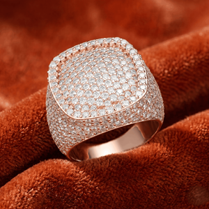 Rose Gold Cushion Iced Out Moissanite Mens <b>Ring</b> Luxury Hip Hop Fashion Jewelry <b>Statement</b> <b>Ring</b> USA Style Gift - Product Image 6