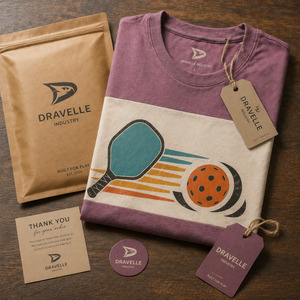 T-shirt de pickleball Dravelle Industry Dusty Mauve en coton peigné premium avec motif de raquette rétro - Product Image 6