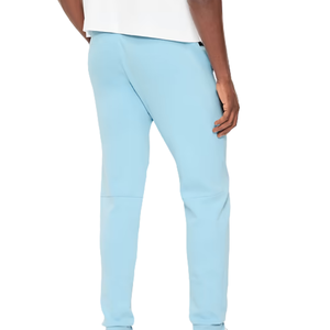 Pantalon de jogging en molleton bleu clair pour homme, coupe slim, avec poches zippées, cordon de serrage, logo personnalisé, pantalon de sport décontracté, OEM - Product Image 2
