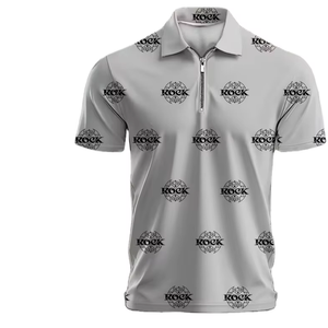 Men's Summer Short-Sleeved Shirt Printed 100% Cotton Jersey Anti-Wrinkle Zipper Front Logo Pocket Casual 180g Thin Style - Product Image 1