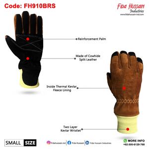 Vente chaude Gants de sécurité en cuir de vache marron 2025 OEM Pompier Protection maximale Paume de renfort extérieure - Product Image 2