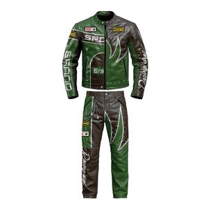 Combinaison de course en cuir pour moto, coupe-vent, imprimée, avec logo personnalisé - Équipement de protection pour piste pour hommes - Product Image 2