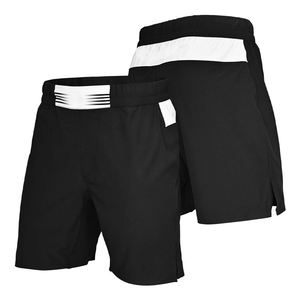 STAR SPEED Men Solid Black Quick Dry Waterproof Board No Gi Mma Shorts Elastic Waist Mid Length 100% Polyester Side Stripe - Product Image 1