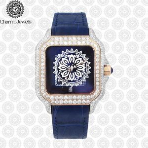 Montre mécanique de luxe Charm_Jewells, boîtier en acier inoxydable, bracelet en cuir, phase de lune, cadran en cristal saphir, 40 mm, analogique, unisexe - Product Image 4