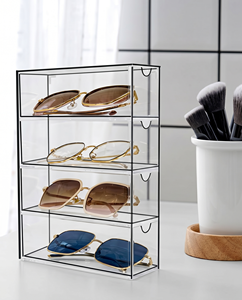 Mueble Moderno y Elegante para Mostrador de Óptica, Exhibidor de Ropa de Acrílico Transparente, Diseño de Esquina con 1 Estante - Product Image 3