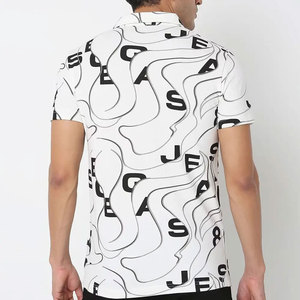 Men's Short Sleeve for <b>Shirt</b> <b>Striped</b> Pattern Front Logo Knitted Polyester Quick Dry Casual Color Blocked Regular Fit - Product Image 2