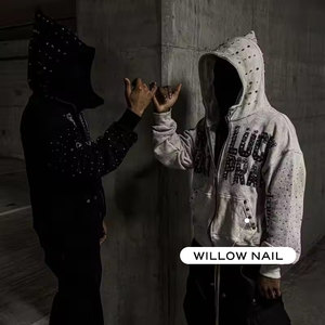 Felpa <span class=keywords><strong>con</strong></span> Cappuccio da <span class=keywords><strong>Uomo</strong></span> XL <span class=keywords><strong>con</strong></span> <span class=keywords><strong>Zip</strong></span>, Taglio Corto, in French Terry, <span class=keywords><strong>con</strong></span> Strass Personalizzati, Cerniera Ricamata e Stampa in Silicone - Product Image 2