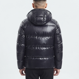 Ventes chaudes - Manteaux en duvet pour hommes en polyester épais et brillant noir, logo personnalisé, veste matelassée de haute qualité, coupe-vent pour l'hiver - Product Image 3