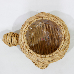 Cesta de Almacenamiento Multifuncional Tejida a Mano con Forma de Tortuga, de Jacinto de Agua, con Forro de Plástico, Ecológica, Decoración Interior/Exterior - Product Image 4