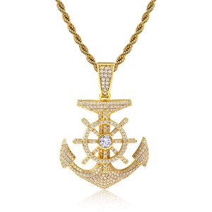 Pendentif Hip Hop Moissanite Ancre de Bateau Boussole Timon de Navire Pirate Tendance pour Homme - Product Image 2