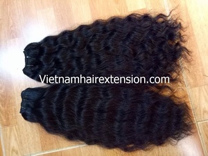 Extensiones de Cabello Humano Remy Virgen 100% de Doble Trama, Estilo Ondulado Profundo, Origen Hanói, Cabello Vietnamita a Granel, 100 Gramos - Product Image 3