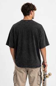 T-shirt en coton délavé surdimensionné pour homme, style vintage streetwear, imprimé lettres, manches courtes, col rond - Product Image 5