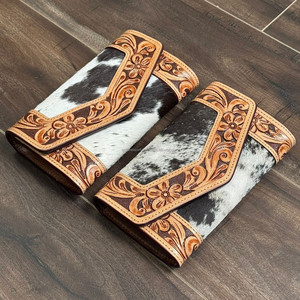 2025 New Designer Luxury Hand Tooled Leather <b>Card</b> Money <b>Holder</b> Long <b>Wallet</b> Vintage Ladies Fashionable Genuine Cowhide Clutch - Product Image 4