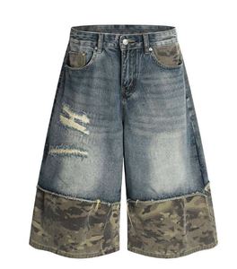 Shorts en jean décontractés pour hommes, motif camouflage vintage, taille mi-haute, en coton écologique, vêtements d'été, vente en gros, directement de l'usine, pas cher - Product Image 1