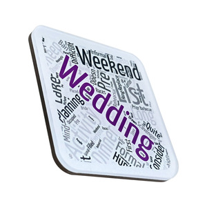 Imán Acrílico Cuadrado Morado con Palabra 'Wedding' para Refrigerador, Adhesivo Decorativo para Boda - Product Image 3