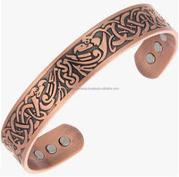 Bracelet manchette unisexe en alliage de cuivre martelé rustique pour l'arthrite, haute qualité, classique chrétien