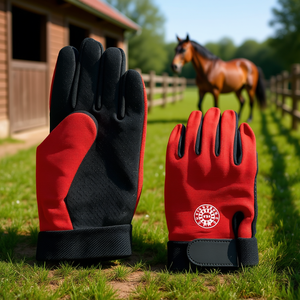 Women's Summer Horse Riding <b>Gloves</b> Stretch Polyester Back Synthetic Leather Palm Equestrian <b>Grip</b> UV Protection Breathable - Product Image 2