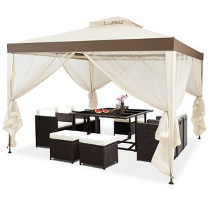 10 X 10 Feet Double-Tiered <b>Roof</b> Patio <b>Canopy</b> Gazebo with Netting Premium Outdoor Pergola - Product Image 6