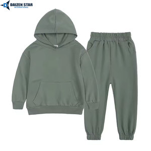 Girls Pink Hooded Tracksuit Full Sleeve Casual Sweatshirt Pants Set Solid Color Breathable Cotton Autumn Wear - Product Image 3