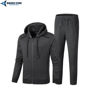 Streetwear Hooded Tracksuit-100% Polyester Breathable & Windproof Drawstring Closure Solid Color Spring Season - Product Image 3