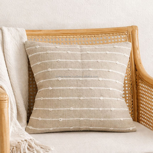 45 × 45 cm Navy Ivory Handloom Woven Cushion Cover Fine Vertical Stripe Textured <b>Throw</b> Pillow Decorative Accent - Product Image 3