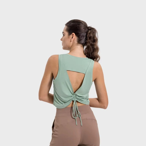 Débardeur de yoga rose clair à maintien élevé pour femme, coupe longue, style licou, sexy, grande taille, en jersey brodé de dentelle, idéal pour l'été - Product Image 5