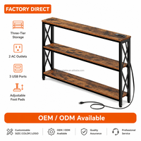 Multiprise de rangement à trois niveaux avec 2 prises CA et 3 ports USB, cadre en X, OEM ODM, pour table d'entrée, table de canapé, console étroite