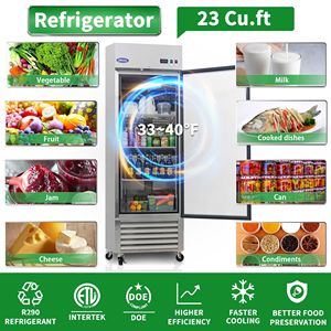ORIKOOL Frigorifero Commerciale con Porta a Vetro a Battente da 27 Pollici, 23 Cu.ft, in Acciaio Inossidabile, Espositore Refrigerato per Prodotti, Congelatori e Frigoriferi - Product Image 2