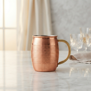Mug en cuivre à design côtelé, bienfaits pour la santé, finition brillante, pour bière et vin, boissons, Ayurveda, camping, utilisation en extérieur - Product Image 1