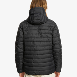 Men's Black Wool Puffer Jacket with <b>Covered</b> <b>Button</b> Closure Breathable & Eco-Friendly Windproof Winter Coat High Street Style - Product Image 5