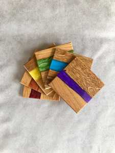 Handmade Acacia Wood <b>Epoxy</b> Resin Drink Coaster Set Luxury Wooden <b>Table</b> Accessories for <b>Coffee</b> Mugs, Wine Glasses, Cocktails - Product Image 6