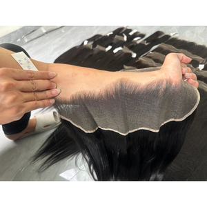 Lace Frontal Noir Naturel Lisse 13x4 Pouces Cheveux Humains Vierges Vietnamiens Dentelle HD Pré-Pluckée Vente en Gros - Product Image 3