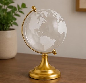 Figura Decorativa de Globo Terráqueo en Latón Dorado con Mapa del Mundo Grabado, Diseño Redondo, Decoración para el Hogar, Estilo Antiguo, Artesanía Metálica - Product Image 6