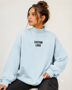 Sudadera Oversize de Cuello Alto para Mujer, de Algodón Grueso y Felpa, Estilo Casual Elevado, Colección Personalizada - Product Image 1