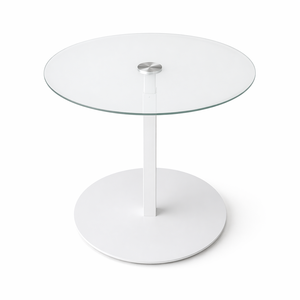 Adjustable Height Black ROUND <b>Top</b> Steel GLASS <b>Top</b> Modern Minimalist <b>Dining</b> <b>Table</b> for Living Room Corner - Product Image 1