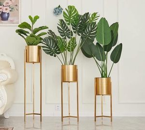 Gold Finish Solid Metal Eco-Friendly Modern Floor <b>Planters</b> Pots for Home Decor Indoor <b>Outdoor</b> Flower Pot Decorative Plant Holder - Product Image 6