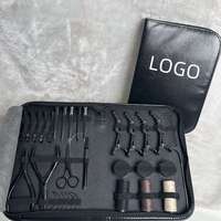 Kit d'extension de cheveux professionnel en acier inoxydable et plastique, avec logo personnalisé imprimé, haute qualité, durable, mini-ensemble de salon, pinces incluses