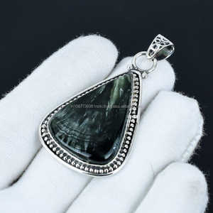 Venta caliente colgante Seraphinite joyería 925 plata esterlina colgante hecho a mano joyería verde oscuro piedra preciosa colgante regalo para ella - Product Image 2