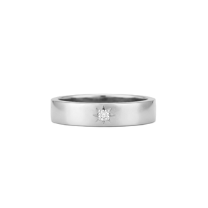 Bague de mariage fine unisexe minimaliste en or jaune massif 14K 18K avec diamant de laboratoire rond couleur DEF clarté VS VVS motif étoile - Product Image 3